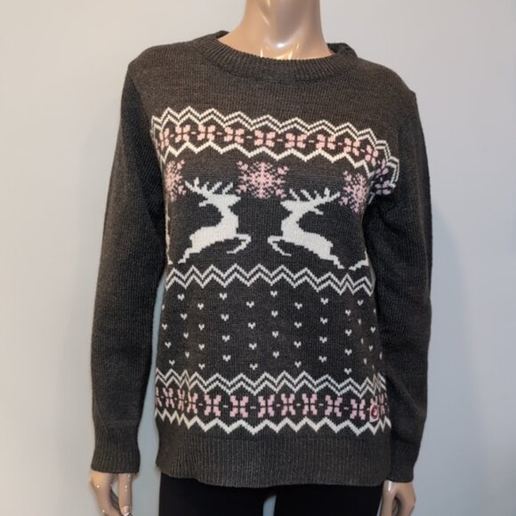 Canada Weathergear Winter Knit Sweater Nordic Christmas Reindeer Fair Isle Large - Picture 13 of 13